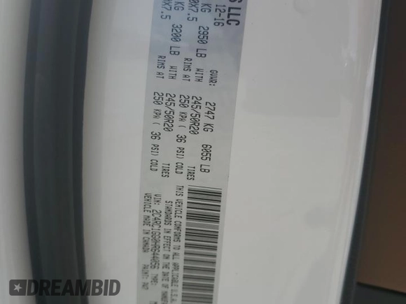 2017 Chrysler Pacifica Limited with VIN 2C4RC1GG0HR644056, listed as a Copart auction lot 52430525 with 119,956 mi miles and Salvage Title. Bid and sale history available at DreamBid. Image 13.