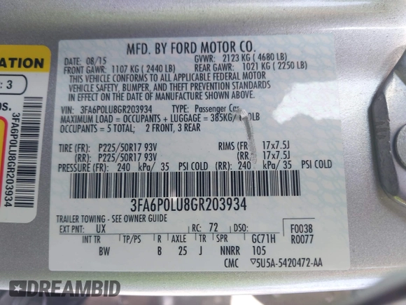 2016 Ford Fusion SE Hybrid z VIN 3FA6P0LU8GR203934, wystawiony jako IAAI lot #42595741 z przebiegiem 84 189 mil mil oraz . Historia ofert i sprzedaży dostępna na DreamBid. Obrazek 9.