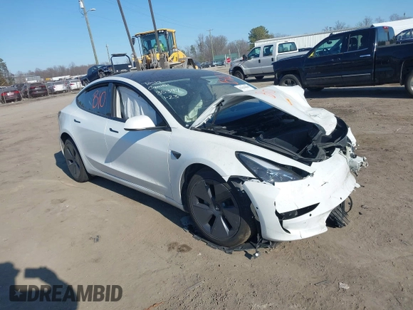 2022 Tesla Model 3 with VIN 5YJ3E1EA5NF315004, listed as a IAAI auction lot 41429800 with Not Provided miles. Bid and sale history available at carsss.com. Image 1.