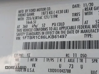 2020 Ford Transit Cargo with VIN 1FTBR1C86LKB61497, listed as a IAAI auction lot 41251878 with 44,294 mi miles and . Bid and sale history available at DreamBid. Image 9.
