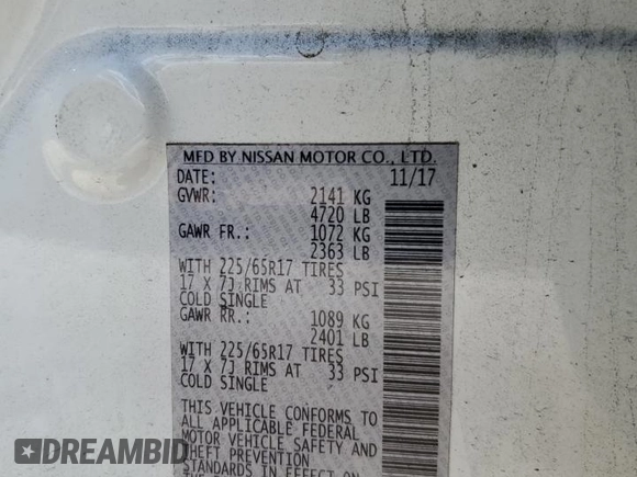 2018 Nissan Rogue SV z VIN 5N1AT2MVXJC725095, wystawiony jako Copart lot #55601775 z przebiegiem 108 581 mil mil oraz Szkoda całkowita • Salvage title. Historia ofert i sprzedaży dostępna na DreamBid. Obrazek 14.