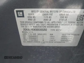 2014 GMC Terrain SLE with VIN 2GKALMEK0E6355282, listed as a IAAI auction lot 41736595 with 102,586 mi miles. Bid and sale history available at carsss.com. Image 9.