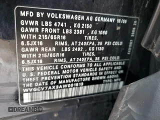 2010 Volkswagen Tiguan with VIN WVGCV7AX3AW001513, listed as a Copart auction lot 83395474 with 147,203 mi miles and Clean Title. Bid and sale history available at DreamBid. Image 13.