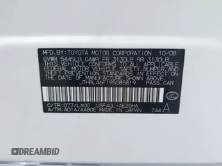 2009 Lexus LS 460 z VIN JTHBL46F195085819, wystawiony jako IAAI lot #42294228 z przebiegiem 140 328 mil mil oraz . Historia ofert i sprzedaży dostępna na DreamBid. Obrazek 9.