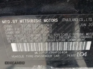 2024 Mitsubishi Mirage ES z VIN ML32FUFJ3RHF01404, wystawiony jako IAAI lot #41214066 z przebiegiem 14 872 mil mil oraz . Historia ofert i sprzedaży dostępna na DreamBid. Obrazek 9.