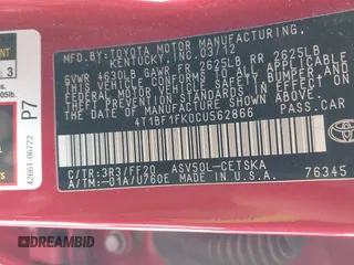 2012 Toyota Camry L with VIN 4T1BF1FK0CU562866, listed as a IAAI auction lot 41801756 with 149,991 mi miles and . Bid and sale history available at carsss.com. Image 9.