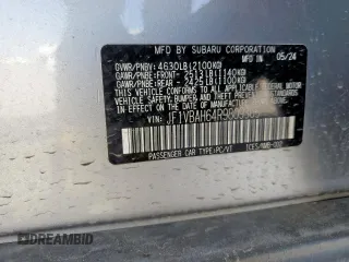2024 Subaru WRX Premium with VIN JF1VBAH64R9809305, listed as a Copart auction lot 51213245 with 2,496 mi miles and Salvage title. Bid and sale history available at DreamBid. Image 12.