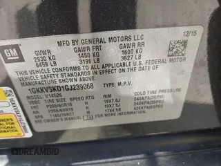 2016 GMC Acadia SLT z VIN 1GKKVSKD1GJ239068, wystawiony jako IAAI lot #42501235 z przebiegiem 141 151 mil mil oraz . Historia ofert i sprzedaży dostępna na DreamBid. Obrazek 9.