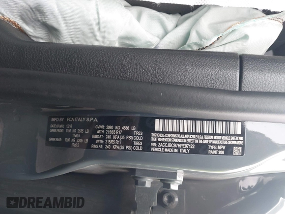 2017 Jeep Renegade Trailhawk с VIN ZACCJBCB7HPE97122, выставлен на аукционе IAAI как лот 42052309 с пробегом 40 963 миль миль и . История ставок и продаж доступна на DreamBid. Изображение 9.