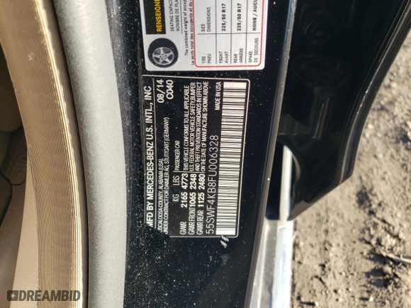 2015 Mercedes-Benz C-Class C 300 Luxury with VIN 55SWF4KB8FU006328, listed as a Copart auction lot 47064045 with 117,992 mi miles and Salvage Title. Bid and sale history available at carsss.com. Image 12.