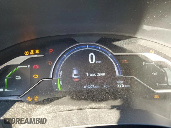2019 Honda Clarity Plug-In Hybrid with VIN JHMZC5F17KC000430, listed as a Copart auction lot 74893373 with 30,207 mi miles. Bid and sale history available at carsss.com. Image 9.