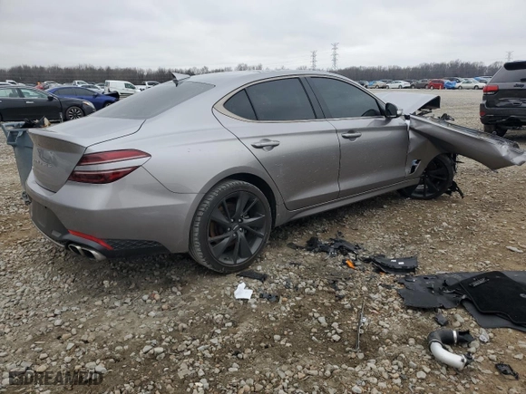 2023 Genesis G70 2.0T with VIN KMTG34TA6PU126241, listed as a Copart auction lot 43916375 with 0 mi miles and Salvage Title. Bid and sale history available at carsss.com. Image 3.