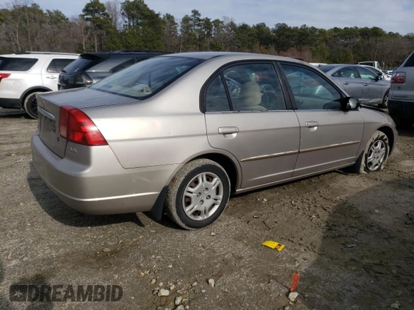 2002 Honda Civic LX with VIN 1HGES15572L028438, listed as a Copart auction lot 44297625 with 241,185 mi miles and Salvage Title. Bid and sale history available at DreamBid. Image 3.
