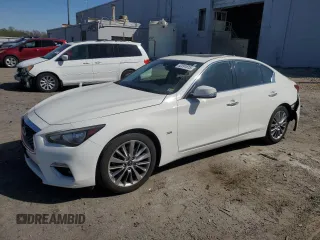 2018 Infiniti Q50 3.0t LUXE with VIN JN1EV7AR1JM437807, listed as a Copart auction lot 52291915 with 69,280 mi miles and Salvage Title. Bid and sale history available at carsss.com. Image 1.