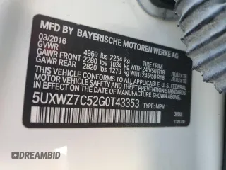 2016 BMW X3 sDrive28i with VIN 5UXWZ7C52G0T43353, listed as a Copart auction lot 88943345 with 98,696 mi miles and Salvage Title. Bid and sale history available at DreamBid. Image 15.