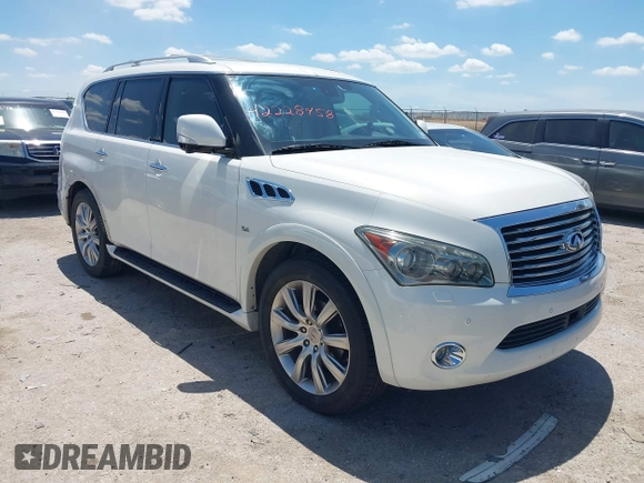 2014 Infiniti QX80 with VIN JN8AZ2NF6E9553827, listed as a IAAI auction lot 42228458 with 167,945 mi miles and . Bid and sale history available at DreamBid. Image 1.