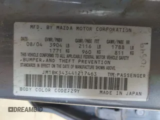 2004 Mazda 3 s with VIN JM1BK343441217463, listed as a IAAI auction lot 41957324 with 219,311 mi miles and . Bid and sale history available at DreamBid. Image 9.