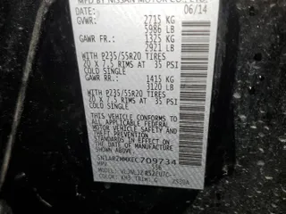 2014 Nissan Pathfinder Platinum z VIN 5N1AR2MMXEC709734, wystawiony jako Copart lot #58341565 z przebiegiem 172 455 mil mil oraz Szkoda całkowita • Salvage title. Historia ofert i sprzedaży dostępna na DreamBid. Obrazek 13.