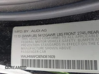 2014 Audi A6 Prestige with VIN WAUHMAFC8EN081609, listed as a IAAI auction lot 42252900 with 170,222 mi miles and . Bid and sale history available at DreamBid. Image 9.