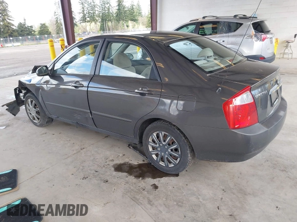 2004 Kia Spectra LX with VIN KNAFE121145031237, listed as a IAAI auction lot 41954550 with 133,744 mi miles. Bid and sale history available at carsss.com. Image 3.