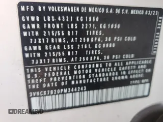 2023 Volkswagen Taos S z VIN 3VVCX7B20PM344243, wystawiony jako Copart lot #53208825 z przebiegiem 53 088 mil mil oraz Szkoda całkowita • Salvage title. Historia ofert i sprzedaży dostępna na DreamBid. Obrazek 14.