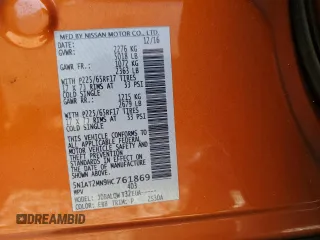 2017 Nissan Rogue SV z VIN 5N1AT2MN9HC761869, wystawiony jako Copart lot #57782335 z przebiegiem 76 896 mil mil oraz Szkoda całkowita • Salvage title. Historia ofert i sprzedaży dostępna na DreamBid. Obrazek 12.