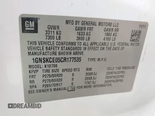 2012 Chevrolet Tahoe LTZ with VIN 1GNSKCE05CR177535, listed as a IAAI auction lot 42149054 with 184,830 mi miles and . Bid and sale history available at DreamBid. Image 9.