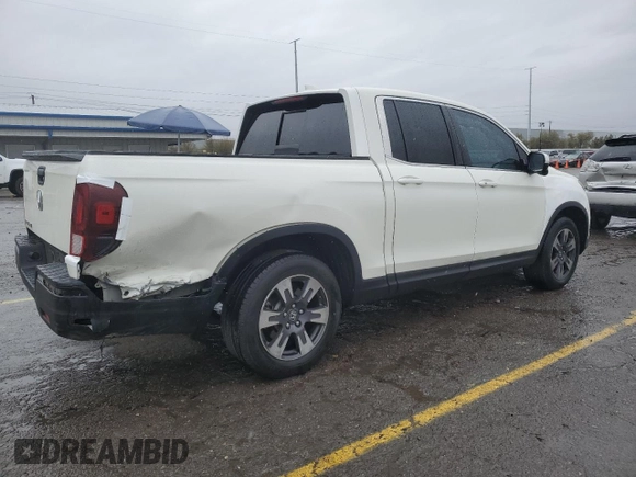 2019 Honda Ridgeline RTL-T with VIN 5FPYK2F61KB001996, listed as a Copart auction lot 45327165 with 57,018 mi miles and Salvage title. Bid and sale history available at DreamBid. Image 3.