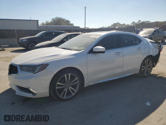 2020 Acura TLX w/Technology Pkg with VIN 19UUB2F40LA000825, listed as a Copart auction lot 43449455 with 50,008 mi miles and Salvage Title. Bid and sale history available at carsss.com. Image 1.