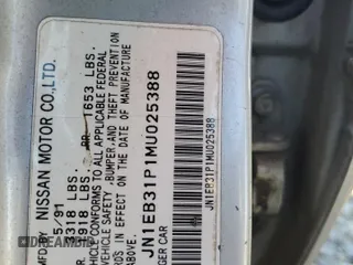 1991 Nissan Sentra E с VIN JN1EB31P1MU025388, выставлен на аукционе Copart как лот 75665734 с пробегом 213 053 миль миль и На запчасти • Non repairable. История ставок и продаж доступна на DreamBid. Изображение 12.