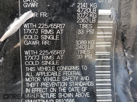 2020 Nissan Rogue S with VIN KNMAT2MV0LP510566, listed as a Copart auction lot 48249295 with 151,489 mi miles and Salvage Title. Bid and sale history available at carsss.com. Image 15.