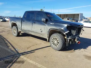 2021 GMC Sierra 1500 AT4 with VIN 1GTU9EET9MZ410854, listed as a IAAI auction lot 41307748 with 75,917 mi miles. Bid and sale history available at carsss.com. Image 1.