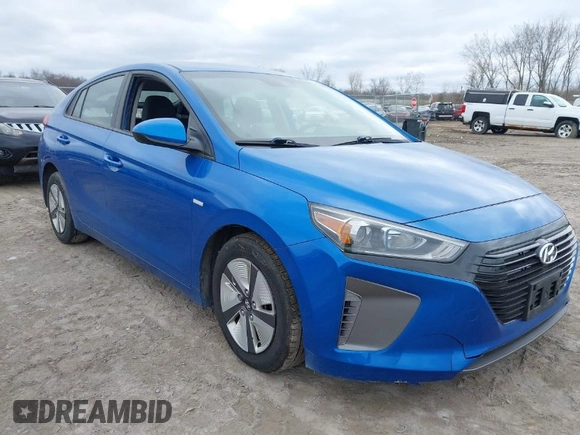 2017 Hyundai Ioniq Blue with VIN KMHC65LC7HU024102, listed as a IAAI auction lot 42057067 with 126,313 mi miles and . Bid and sale history available at DreamBid. Image 1.
