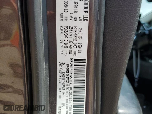 2014 Dodge Durango Limited with VIN 1C4RDHDG0EC452263, listed as a Copart auction lot 51742395 with 170,997 mi miles and Salvage title. Bid and sale history available at DreamBid. Image 15.