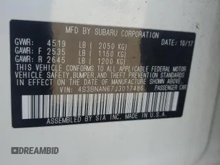 2018 Subaru Legacy Limited with VIN 4S3BNAN67J3017486, listed as a Copart auction lot 50842475 with 73,173 mi miles and Salvage Title. Bid and sale history available at carsss.com. Image 12.