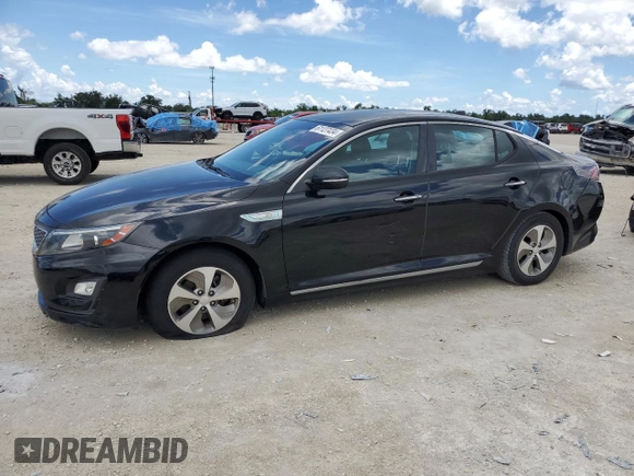 2014 Kia Optima Hybrid LX with VIN KNAGM4AD9E5071376, listed as a Copart auction lot 61127434 with 124,786 mi miles and Clean Title. Bid and sale history available at carsss.com. Image 1.