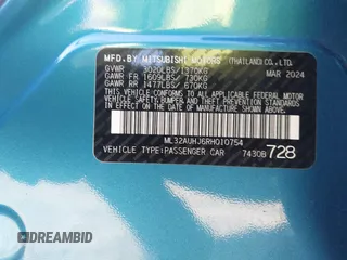 2024 Mitsubishi Mirage ES z VIN ML32AUHJ6RH010754, wystawiony jako IAAI lot #42533440 z przebiegiem 25 646 mil mil oraz . Historia ofert i sprzedaży dostępna na DreamBid. Obrazek 9.