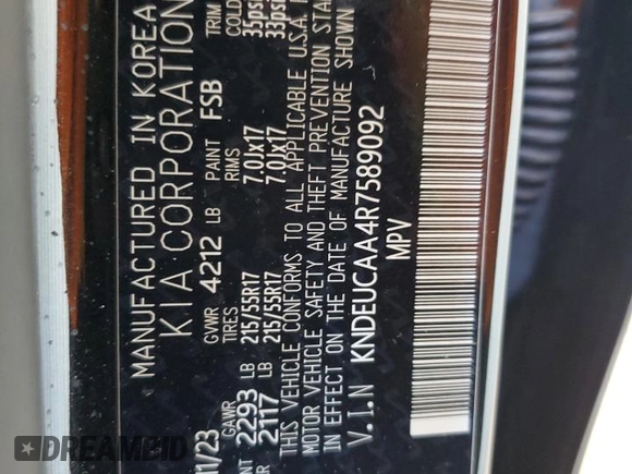 2024 Kia Seltos S z VIN KNDEUCAA4R7589092, wystawiony jako Copart lot #57033015 z przebiegiem 6 390 mil mil oraz Szkoda całkowita • Salvage title. Historia ofert i sprzedaży dostępna na DreamBid. Obrazek 13.
