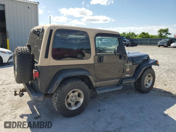 2001 Jeep Wrangler Sahara with VIN 1J4FA59S71P343366, listed as a Copart auction lot 57826405 with 156,436 mi miles and Salvage title. Bid and sale history available at DreamBid. Image 3.