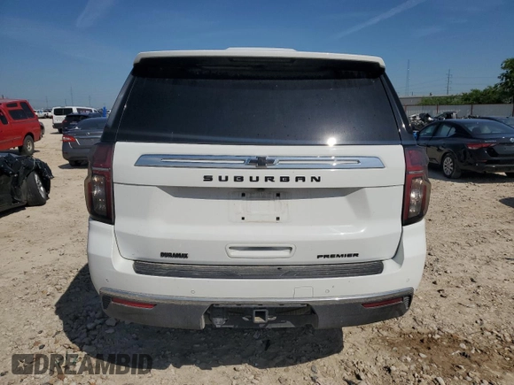 2021 Chevrolet Suburban Premier with VIN 1GNSKFKT4MR341875, listed as a Copart auction lot 54381194 with 66,731 mi miles and Salvage Title. Bid and sale history available at DreamBid. Image 6.