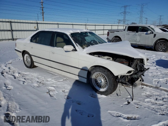 1998 BMW 7 Series 740il with VIN WBAGJ8321WDM21490, listed as a Copart auction lot 42097355 with 0 mi miles and Salvage Title. Bid and sale history available at carsss.com. Image 4.