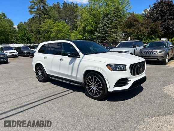 2022 Mercedes-Benz GLS 450 with VIN 4JGFF5KE0NA658946, listed as a Copart auction lot 58987105 with 85,746 mi miles and Clean title. Bid and sale history available at DreamBid. Image 1.