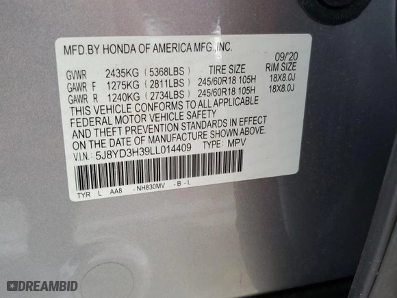 2020 Acura MDX with VIN 5J8YD3H39LL014409, listed as a Copart auction lot 48132625 with 22,685 mi miles and Non Repairable. Bid and sale history available at carsss.com. Image 14.