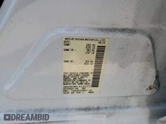 2015 Nissan LEAF SV с VIN 1N4AZ0CP8FC313572, выставлен на аукционе Copart как лот 63678045 с пробегом 61 794 миль миль и Списание • Salvage title. История ставок и продаж доступна на DreamBid. Изображение 12.