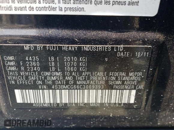 2012 Subaru Legacy Premium with VIN 4S3BMCG66C3009393, listed as a Copart auction lot 63811145 with 175,030 mi miles and Clean title. Bid and sale history available at DreamBid. Image 12.