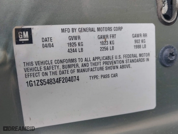 2004 Chevrolet Malibu with VIN 1G1ZS54834F204074, listed as a IAAI auction lot 41839024 with 286,355 mi miles. Bid and sale history available at carsss.com. Image 9.