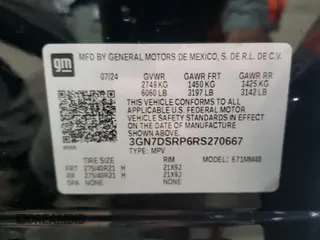 2024 Chevrolet Equinox EV RS z VIN 3GN7DSRP6RS270667, wystawiony jako Copart lot #54726445 z przebiegiem 11 056 mil mil oraz Szkoda całkowita • Salvage title. Historia ofert i sprzedaży dostępna na DreamBid. Obrazek 13.