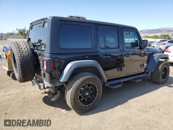 2018 Jeep Wrangler Unlimited Sport S with VIN 1C4HJXDG6JW145865, listed as a Copart auction lot 59041465 with 93,513 mi miles and Salvage title. Bid and sale history available at DreamBid. Image 3.