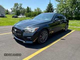 2017 Infiniti Q50 Red Sport 400 with VIN JN1FV7ARXHM870864, listed as a Copart auction lot 60896265 with 59,899 mi miles and Salvage title. Bid and sale history available at DreamBid. Image 2.