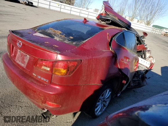2007 Lexus IS 250 with VIN JTHCK262772018326, listed as a Copart auction lot 44821825 with 0 mi miles and Salvage Title. Bid and sale history available at carsss.com. Image 3.
